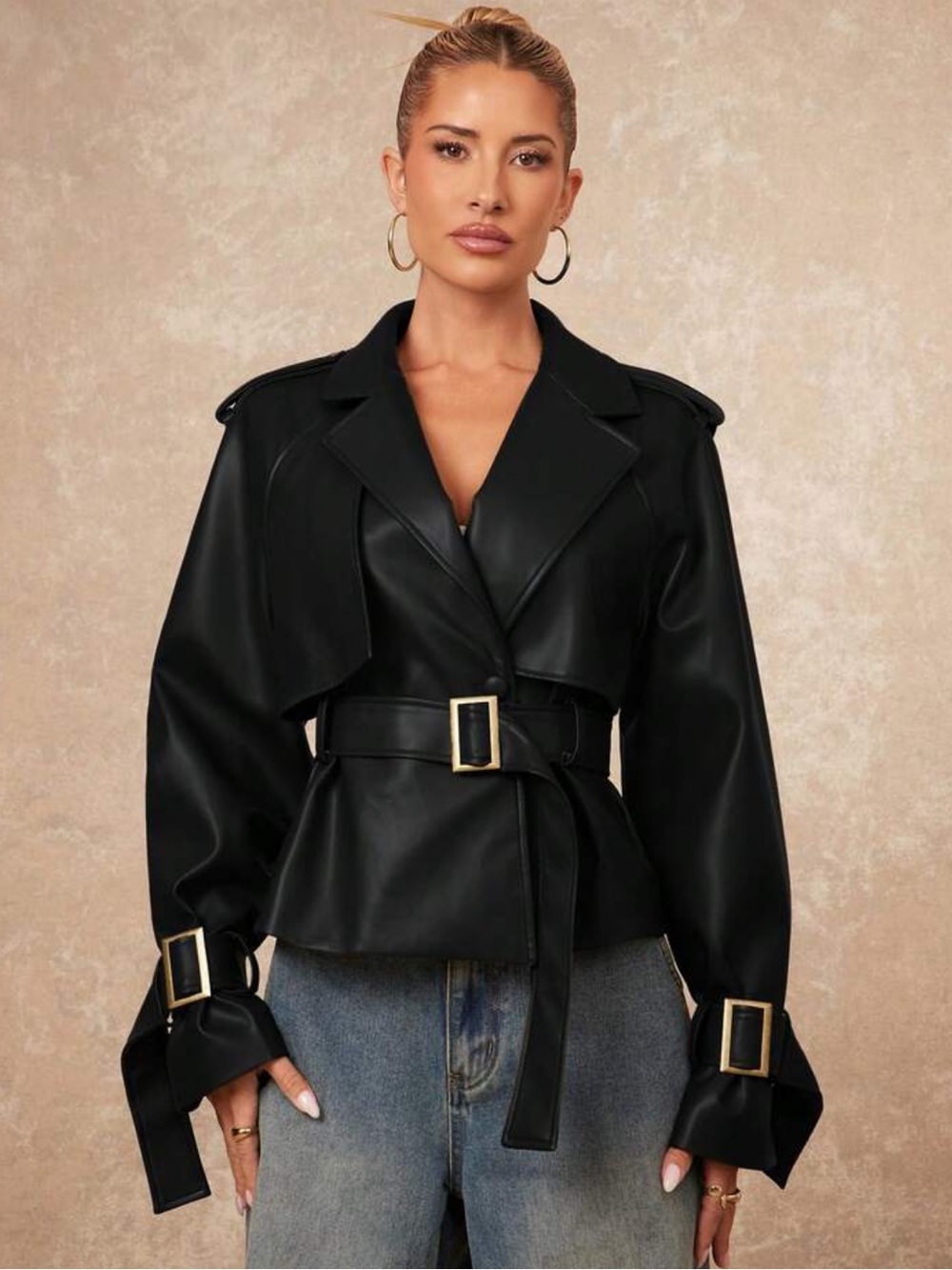 Lumalex Women's Solid Color Distressed Raglan Sleeve Trench Coat